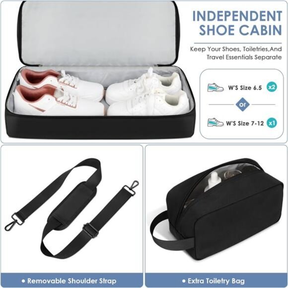 Travel Bag for Men Women, Duffle Bag & Gym Bag with Shoe Compartment, Weekender - Picture 3 of 7